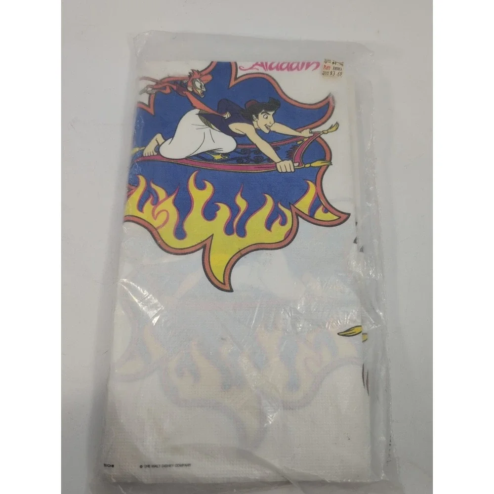 Vintage Disney Aladdin Beach Plastic Backed Party Table Cover Paper Tablecloth